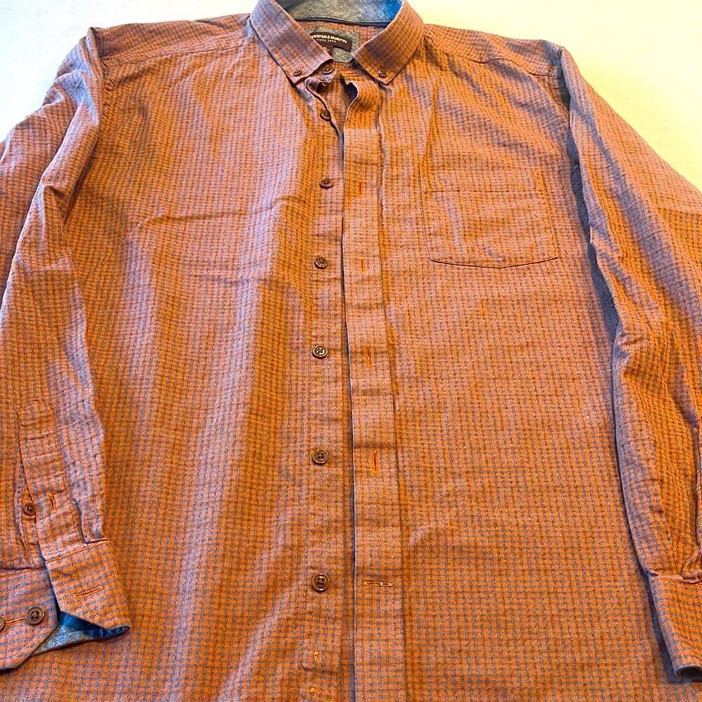 Johnston  Murphy Mens Xl Shirt Muted Orange And Blue Great Brand Cotton